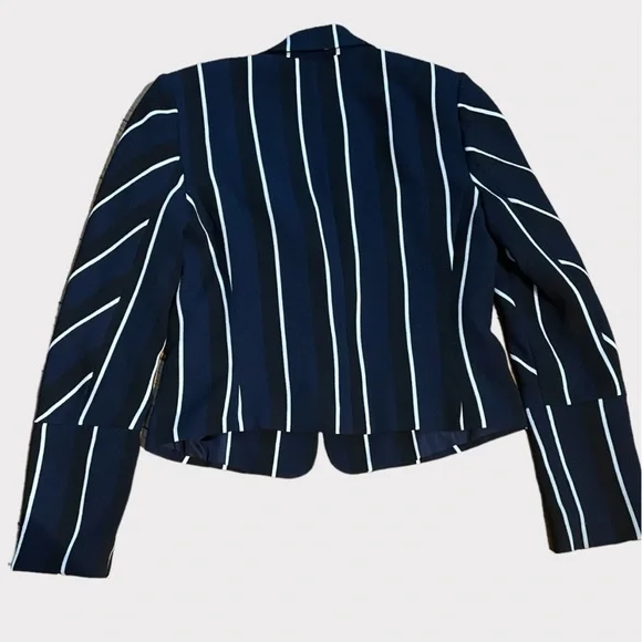 WHO What Wear Navy Black and White Striped Blazer Size S - Picture 2 of 5